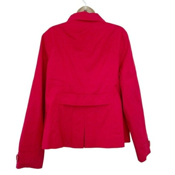 L.L. Bean Woman's Sz M Red Trench Coat Citrus Fruit Lining Jacket - Picture 3 of 7